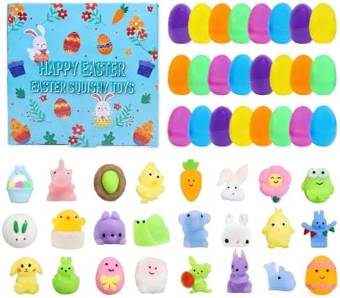 Easter Egg Squishy Fillers, 24 Kawaii Mochi Squishies