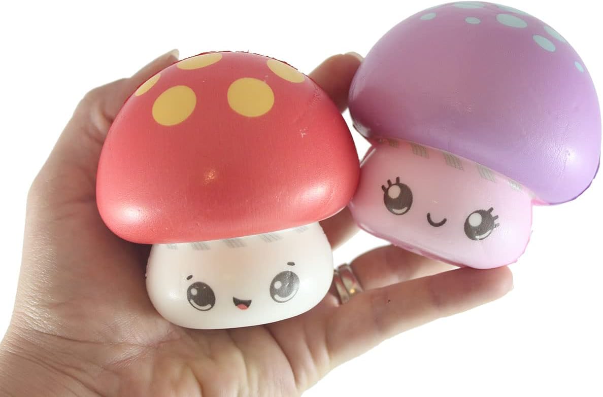 Slow Rising Mushroom Squishy 2-Pack Memory Foam Squeeze Toys