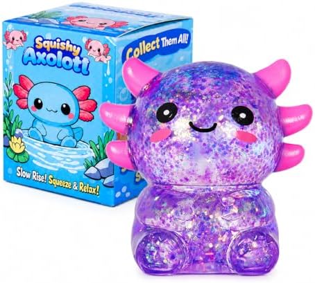 Seated Axolotl Squishy, Cute Slow-Rising Squeeze
