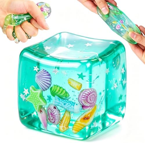 Ocean Jelly Cube Stress Ball – Translucent Sensory Squishy