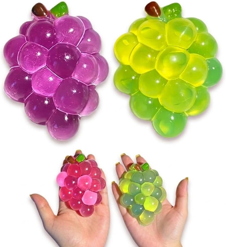 Crystal Grape Squishy, Clear Jelly Fruit Squishies Bundle