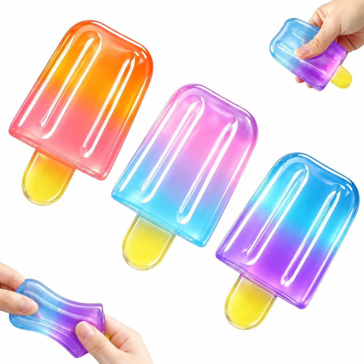 Multicolor Ice Cream Squishy 3-Pack of Soft Squeeze Toys