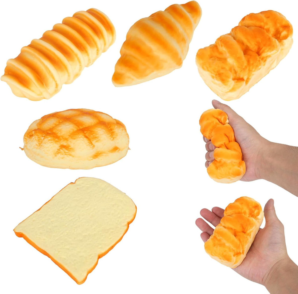 5 Pack Croissant Squishy Bread Set, Soft Slow Rising Fidgets