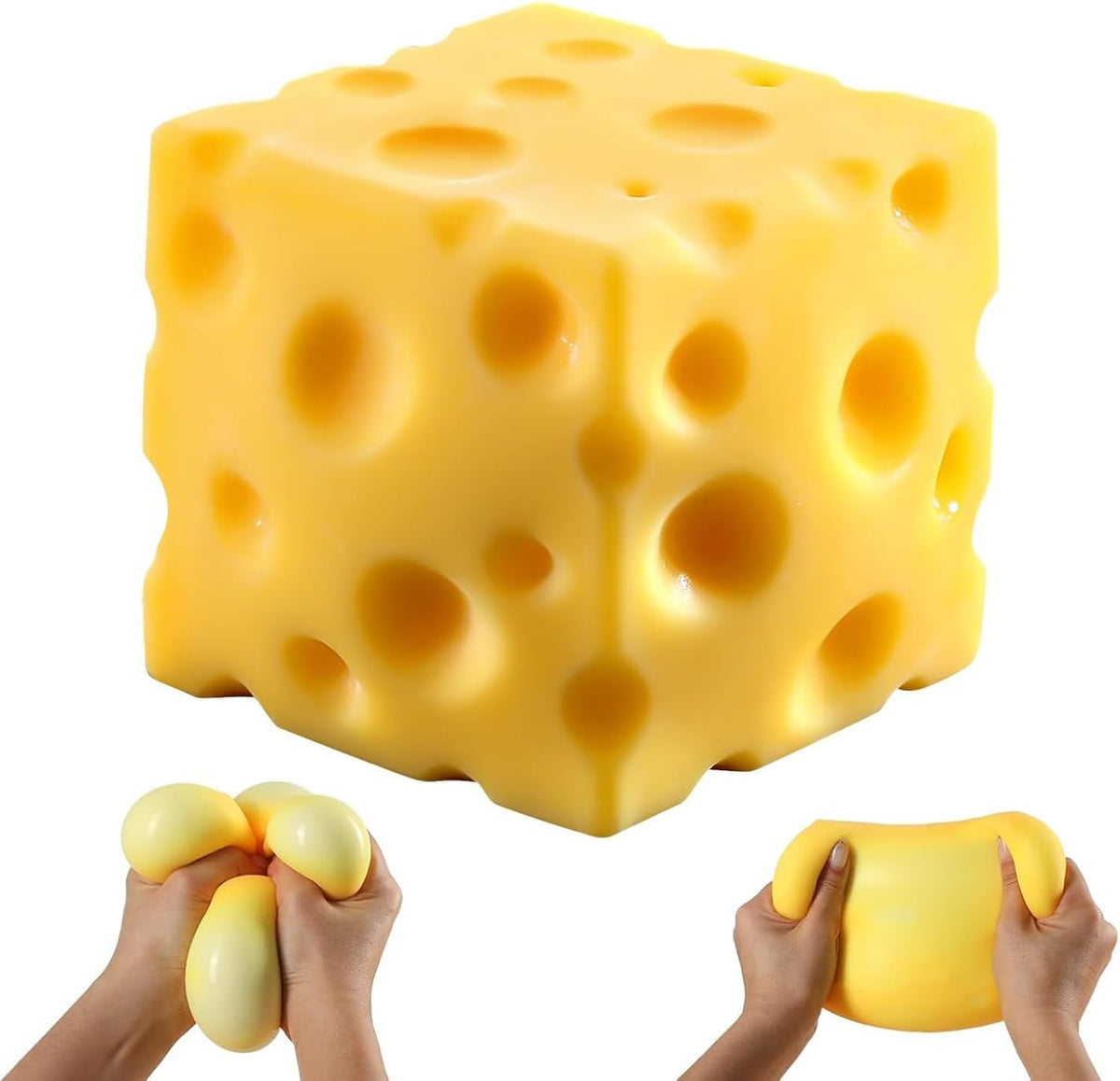Small Cheese Squishy, Tiny Cube for Quiet Fidget Hands