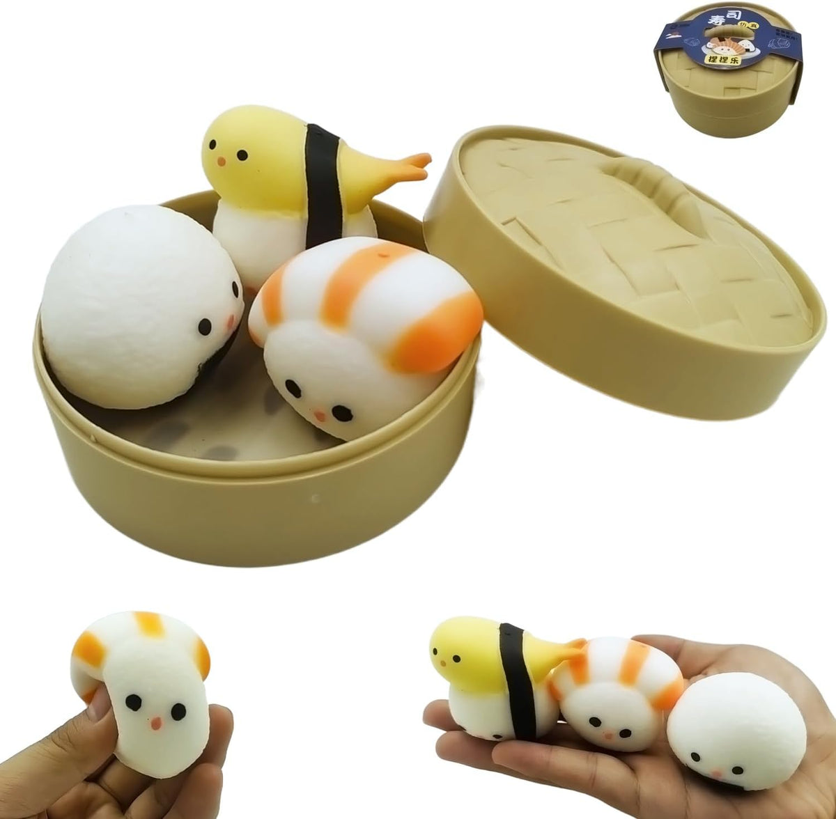 3 Pack Sushi Squishy Soft Squeeze Stress Balls for Kids