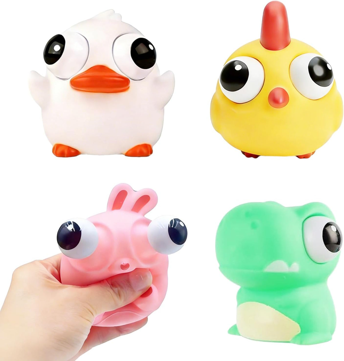 Farm Animal Eyeball Squishy Squeeze Toys – 4 Pack