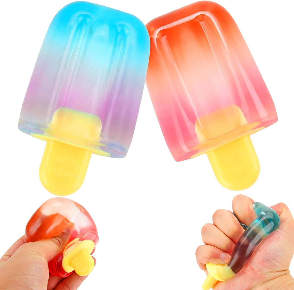 2 Pack Ice Cream Squishy Popsicles, Berry & Sunset Colors