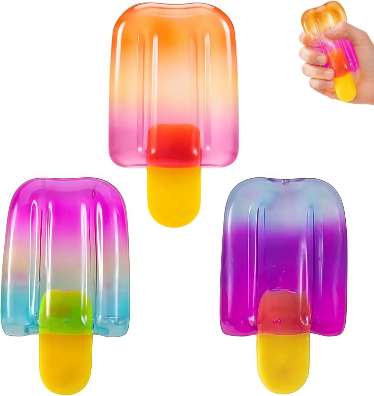 Stress Relief Ice Cream Squishy 3-Piece Squeeze Toy Set