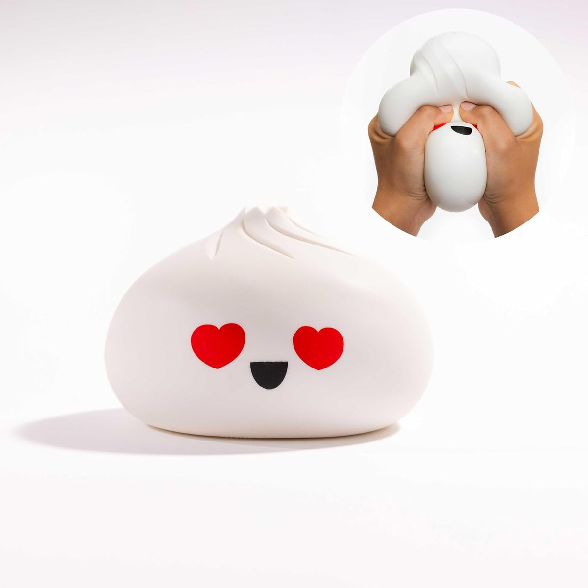 Bao Bun Heart Squishy with Cute Heart Eyes, Slow Rising