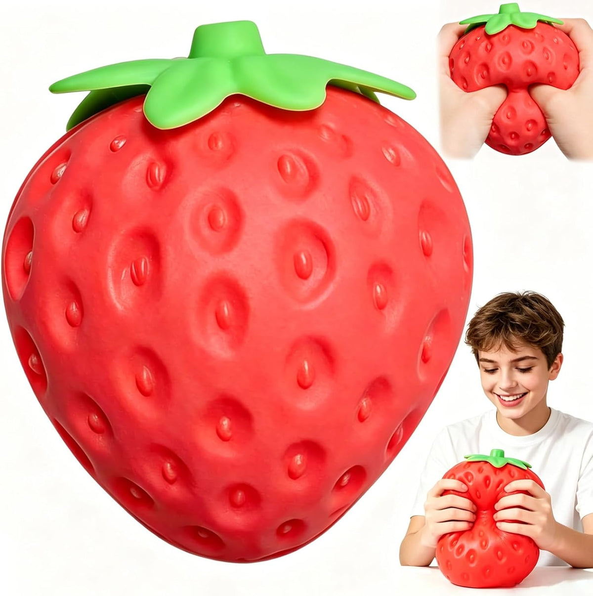 Jumbo Strawberry Squishy, Big Squeeze Toy for Calm Hands