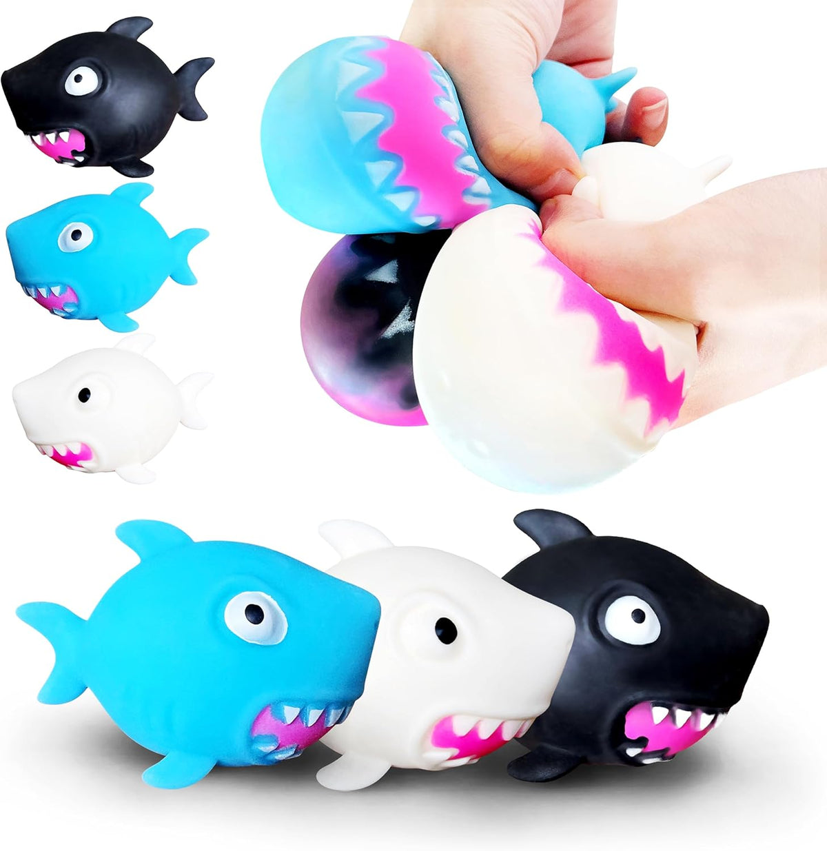 Shark Squishy 3 Pack, Squeezy Dough Stress Balls