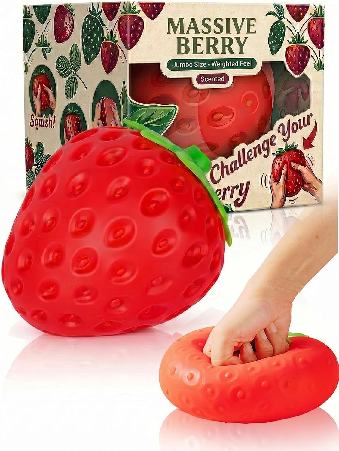 7 Inch Strawberry Squishy, Giant Two-Hand Squeeze Toy