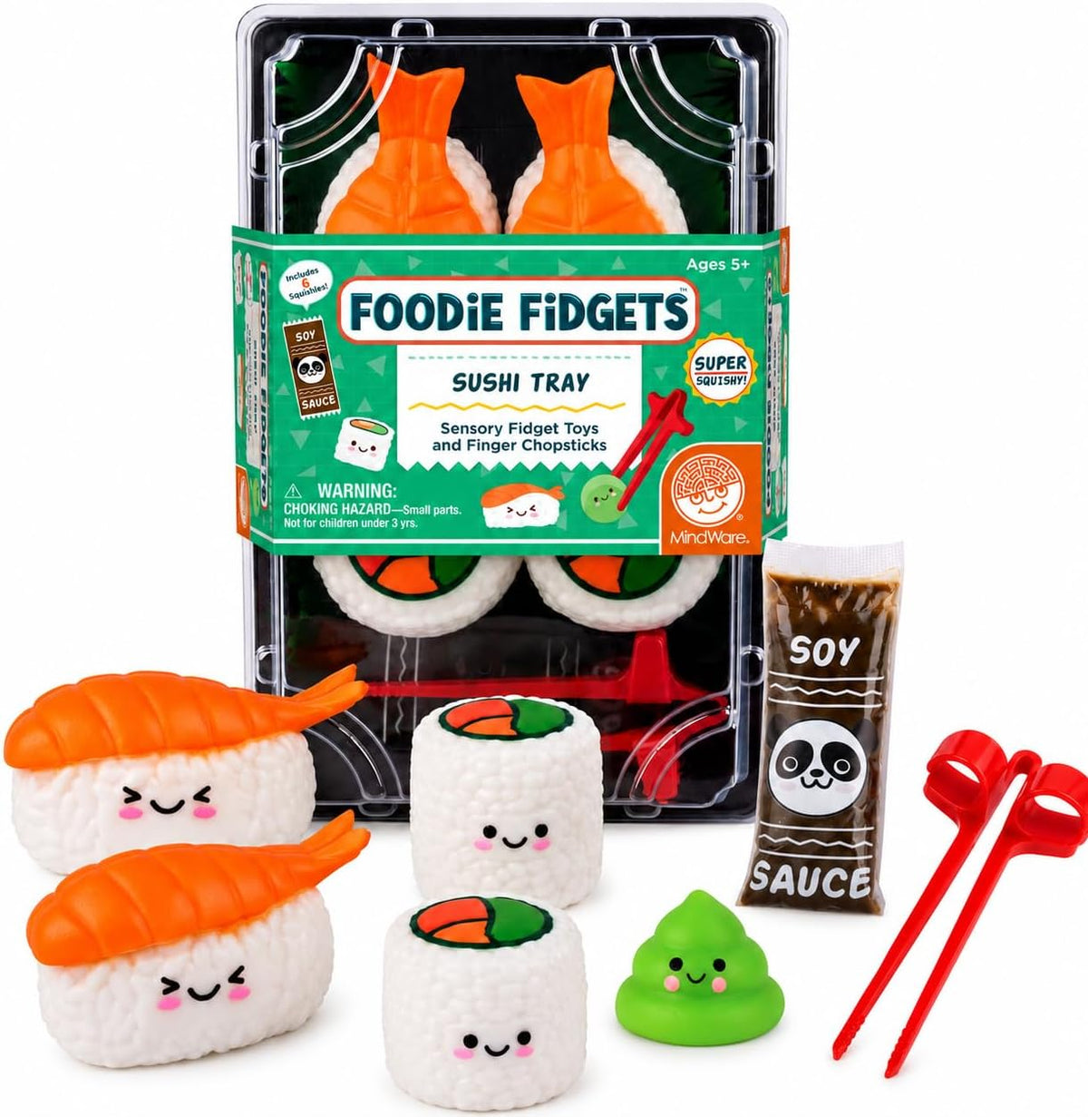 Sushi Squishy Set Squeezable Fidget Tray for Kids and Adults