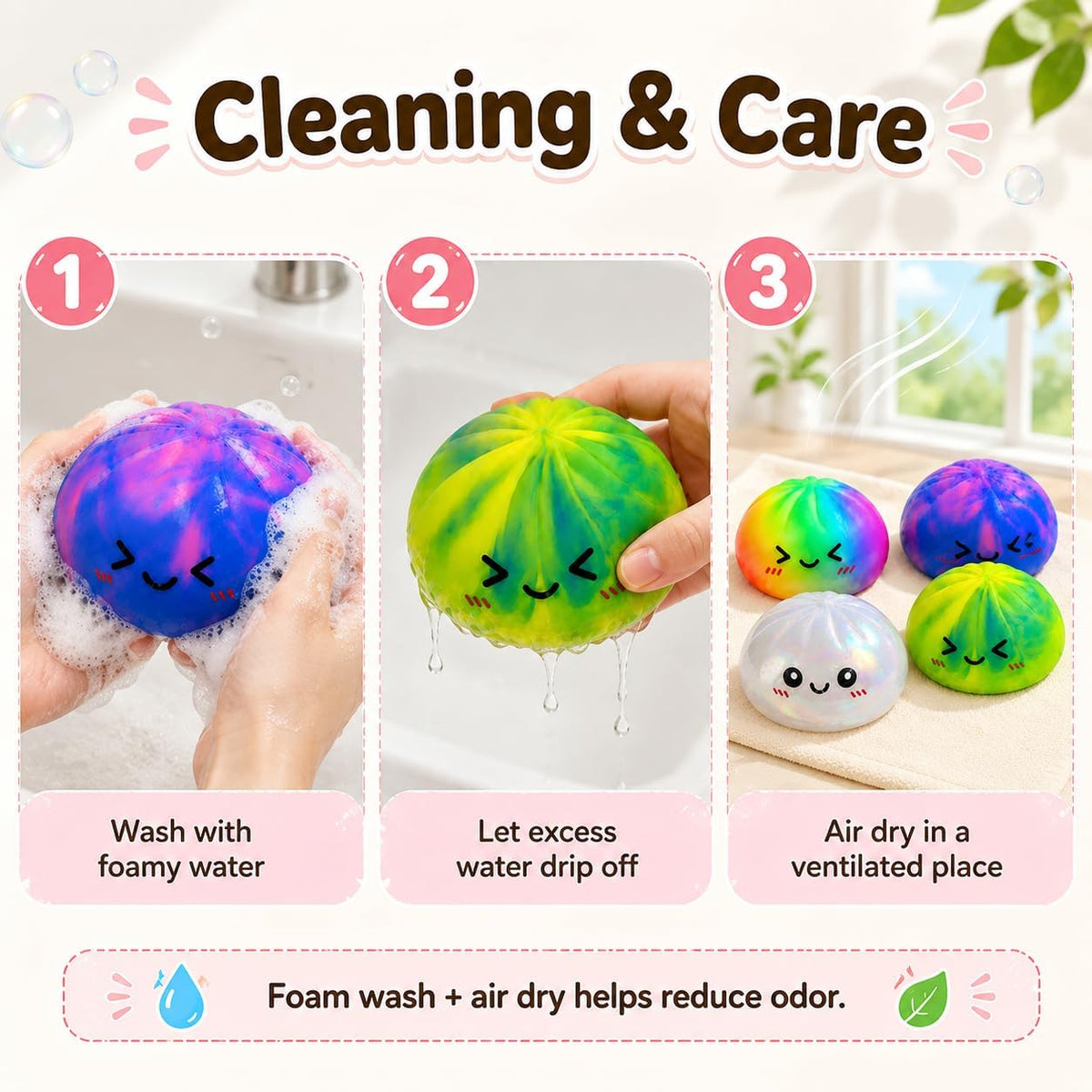 Stretchy dumpling squishy sensory fidget toy with steamer