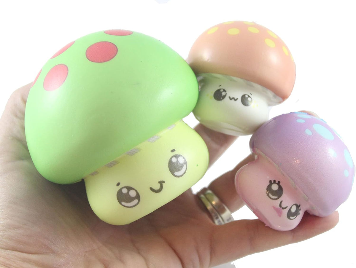 3-Pack Mushroom Squishy Family, Soft Slow-Rise Fidget Toys