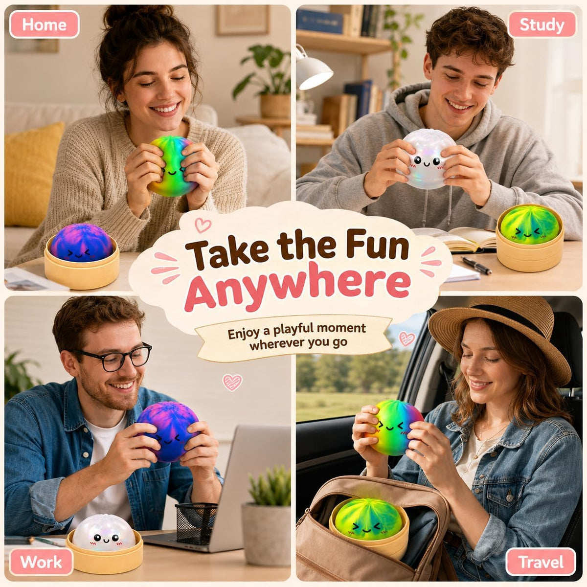 Colorful dumpling squishies stress balls for kids and adults