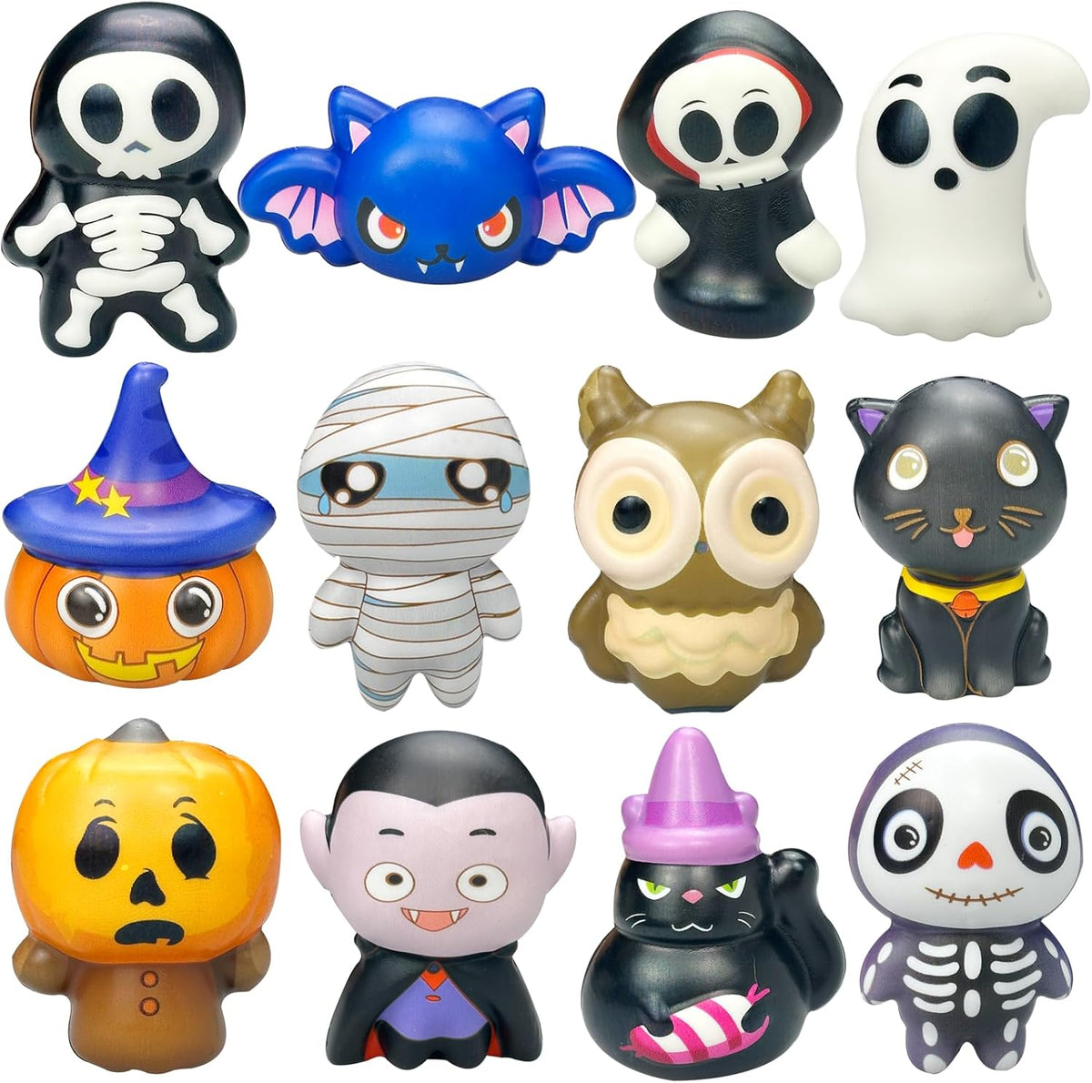 12 Pack Ghost Squishy Set Mini Halloween Squeeze Toys