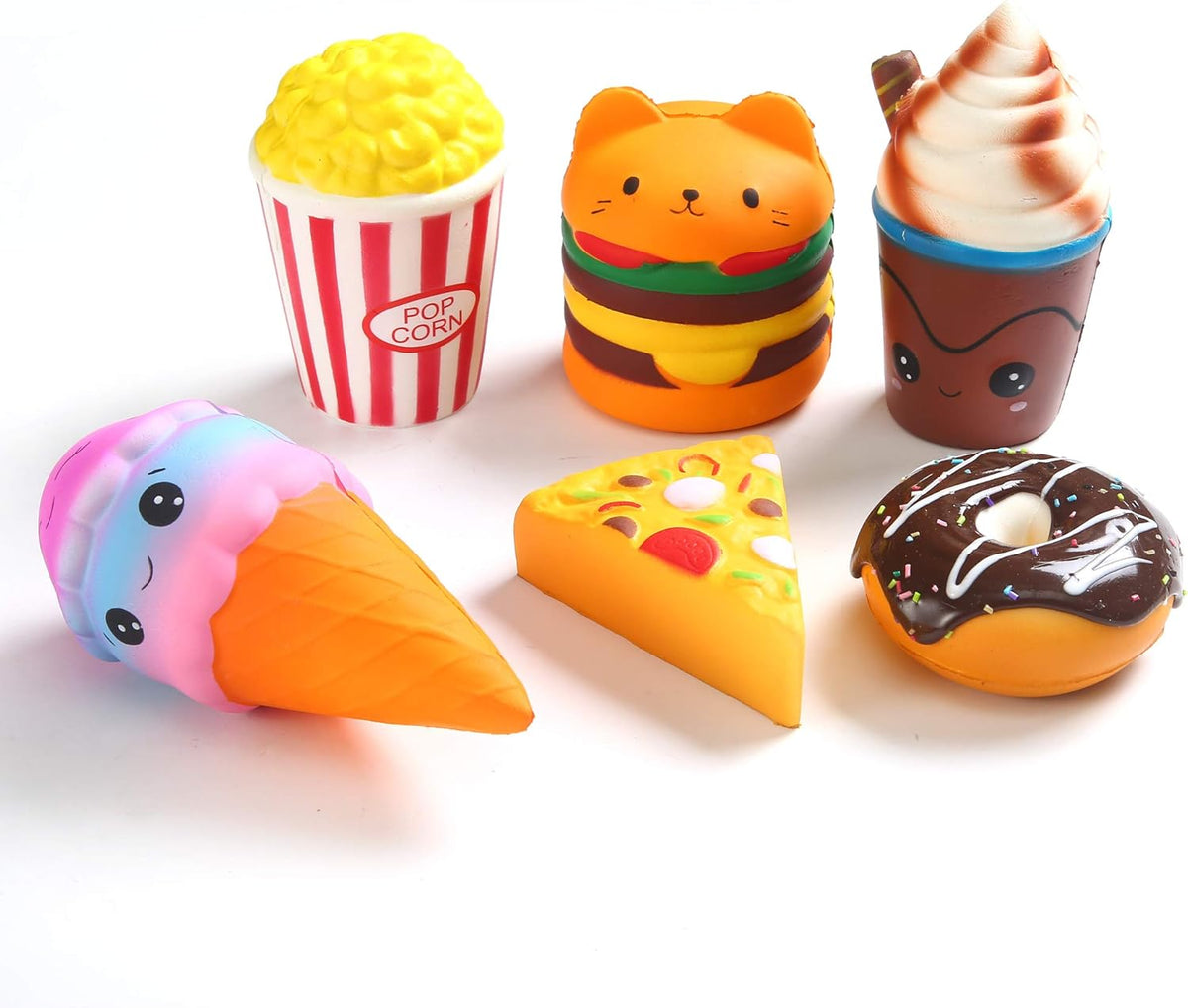 Jumbo Pizza Squishy 6-Pack, Big Slow Rising Food Squeeze Toys