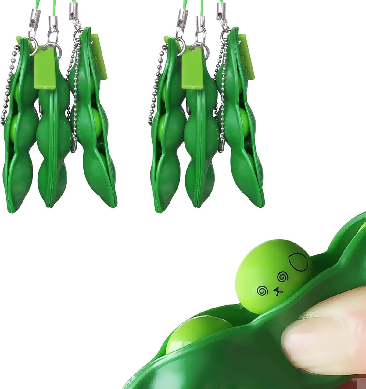 Edamame Squishy Squeeze Bean Toy - Satisfying 3 Pack
