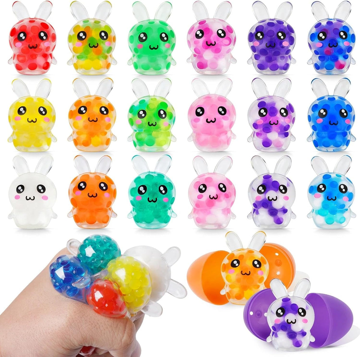 Bulk Bunny Squishy 18 Pack Water Bead Squeeze Fidget Toy