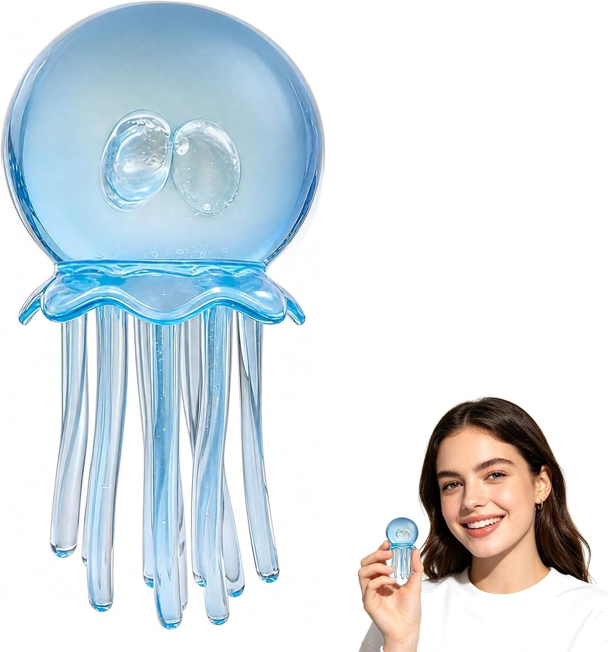 Clear Blue Jellyfish Squishy Soft Bubble Stress Toy