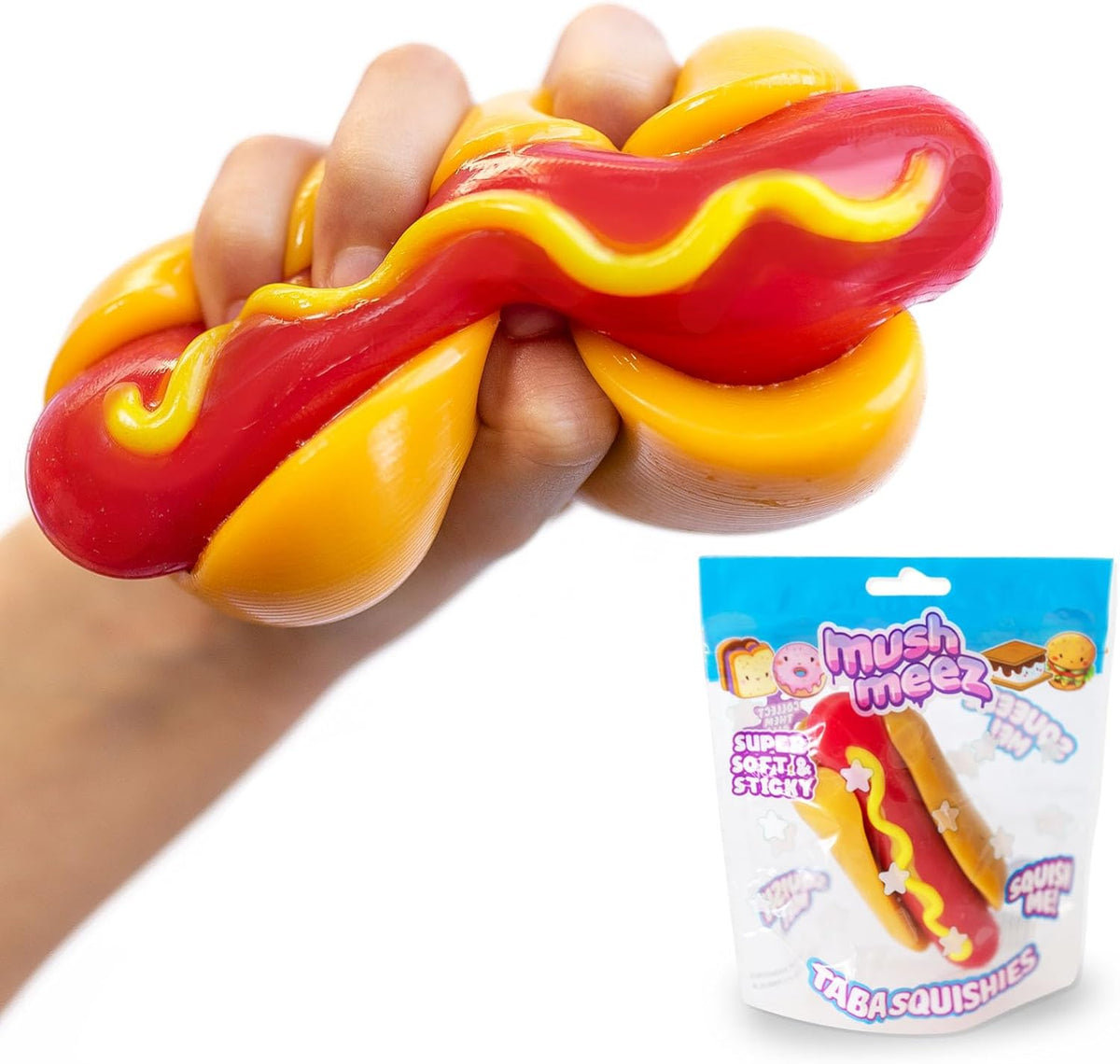 Jumbo Hot Dog Squishy, 5-Inch Two-Hand Squeeze Toy