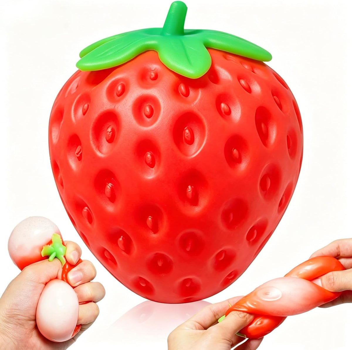 Strawberry Squeeze Ball, One-Hand Slow-Rise Fidget Berry