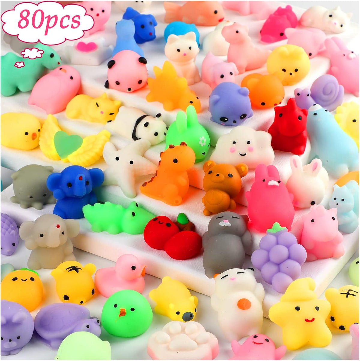 Slow Rising Egg Squishy Bundle, 80 Mini Mochi Squishies