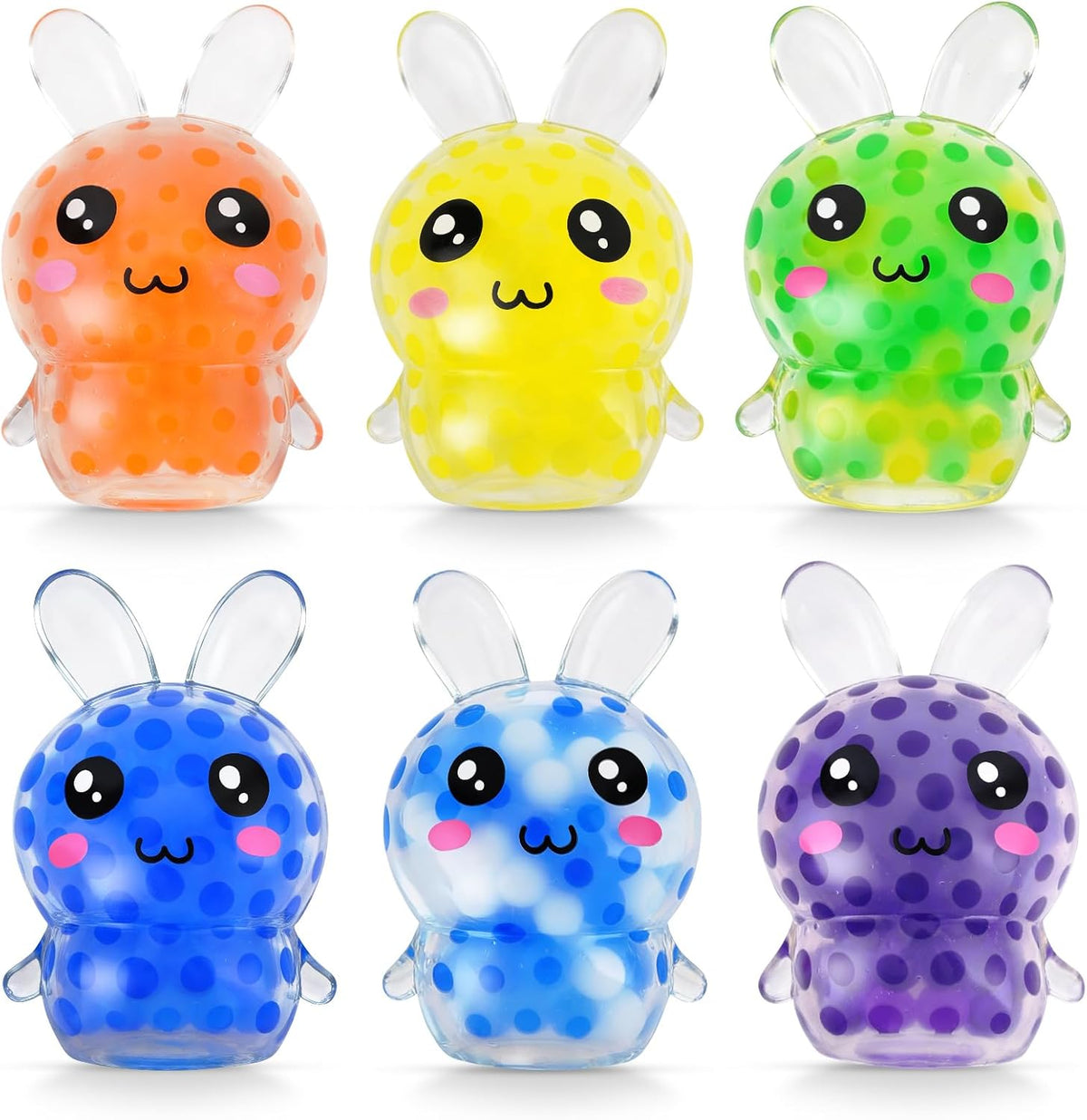 Water Bead Bunny Squishy 6 Pack Kawaii Jelly Squeeze Toy