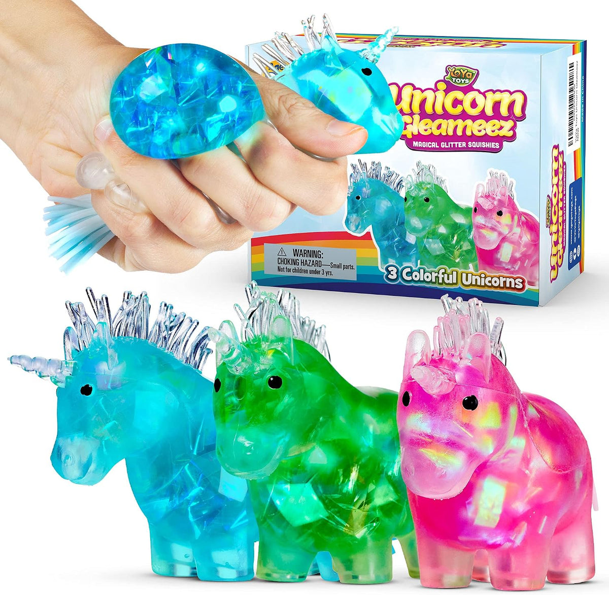 Glitter Unicorn Water Bead Squishy Ball Set - 3 Pack Toy