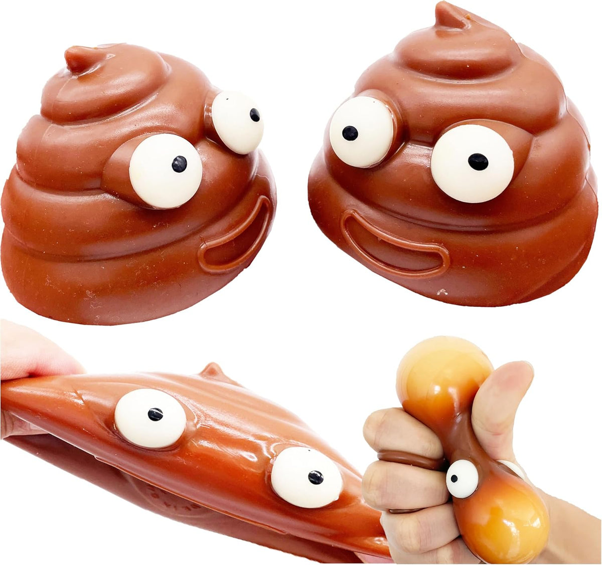 Stretchy Poop Squishy - 2 Pack Googly Eye Squeeze Stress Toy