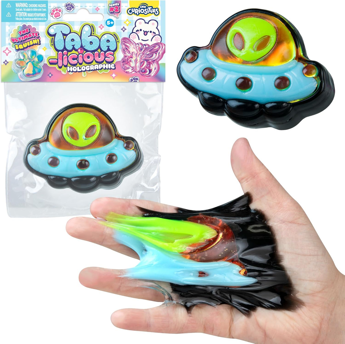 Holographic Alien UFO Squishy Stretchy Sticky Fidget Toy