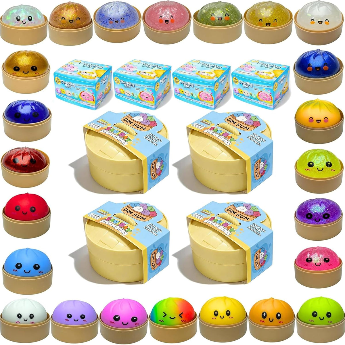 Dumpling squishy mystery box sensory fidget toy gift set