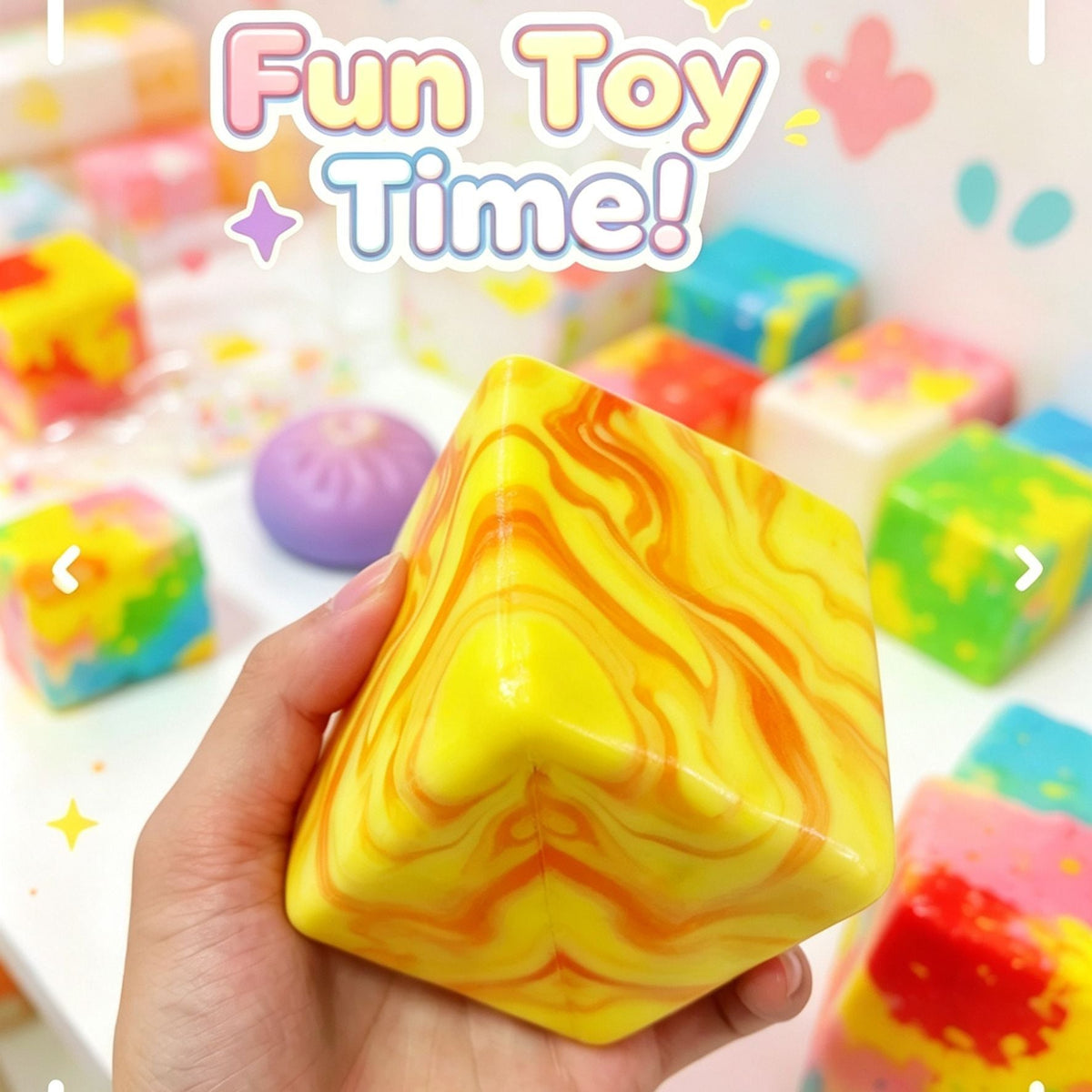 Citrus yellow swirl squishy cheese block