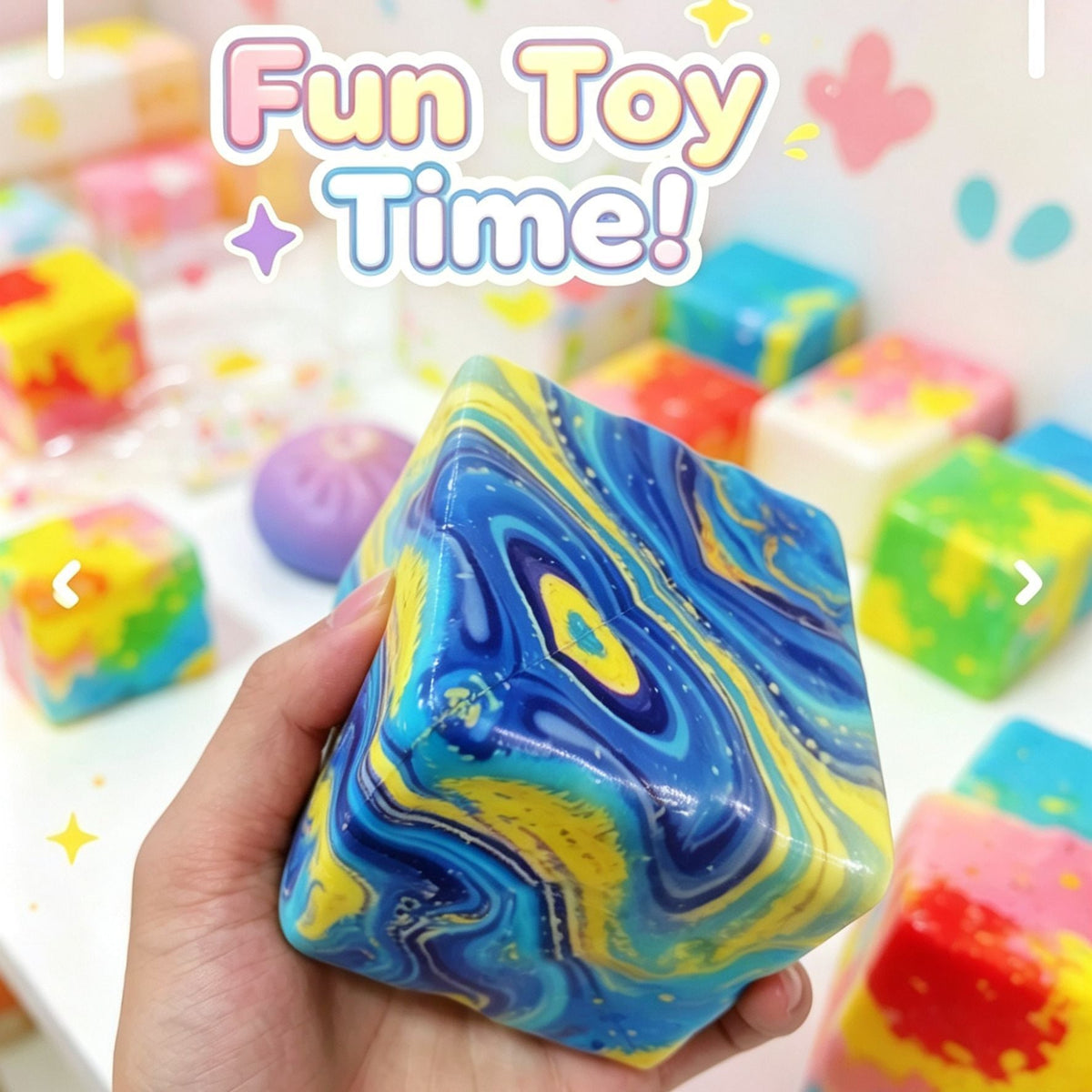 Ocean blue galaxy swirl cheese cube squishy