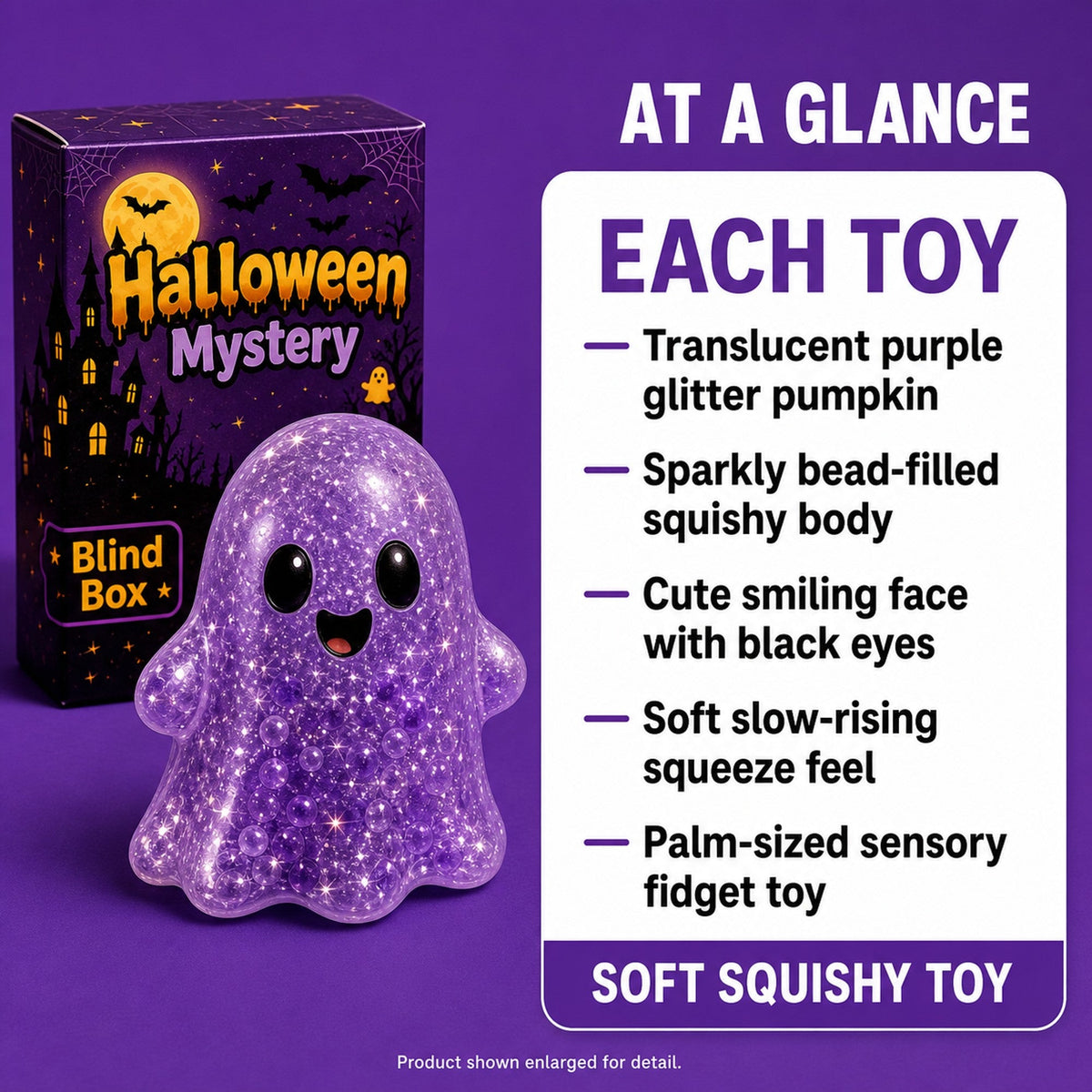 Purple ghost squishy at a glance
