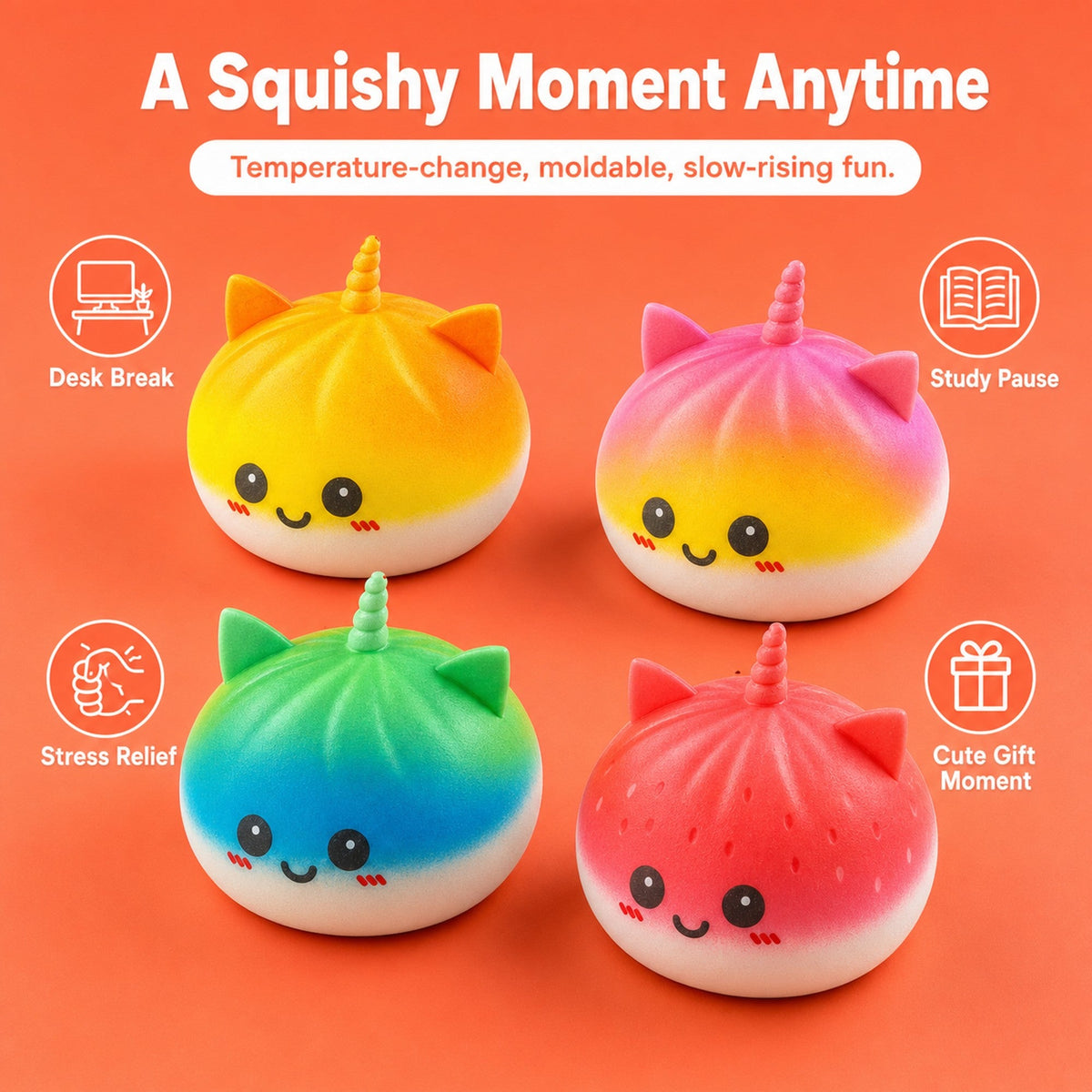 Emoji Bun Squishy – as an everyday desk stress-relief fidget