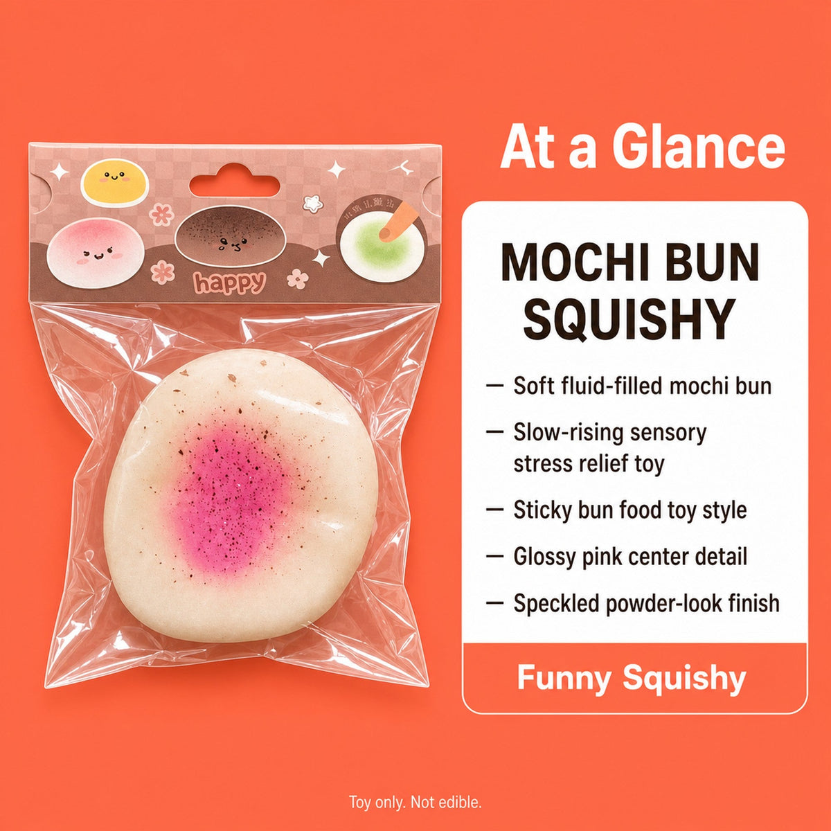 Mochi Squishy Sticky Bun – size and material specifications
