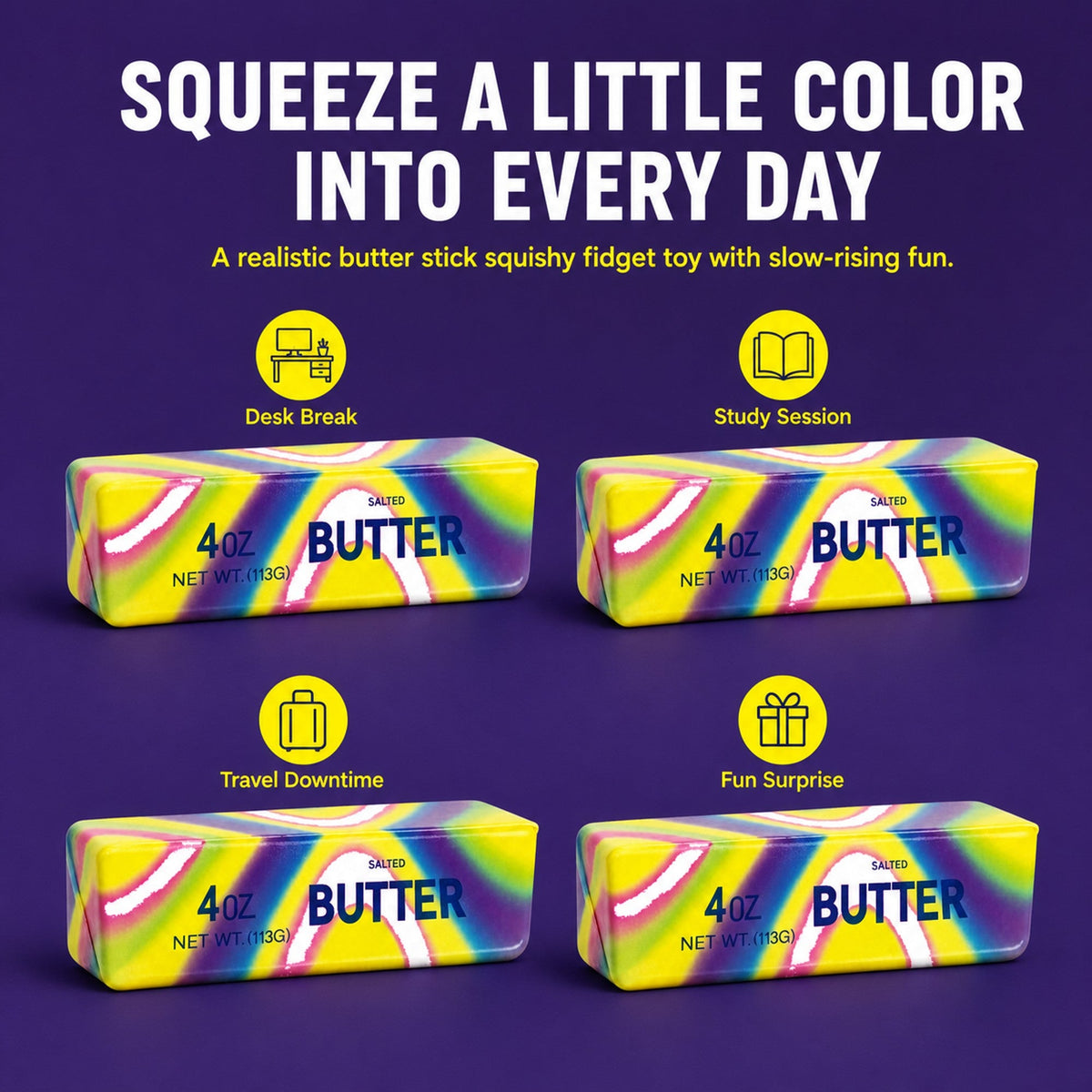 Butter squishy use occasions: desk break, study session, travel, gift