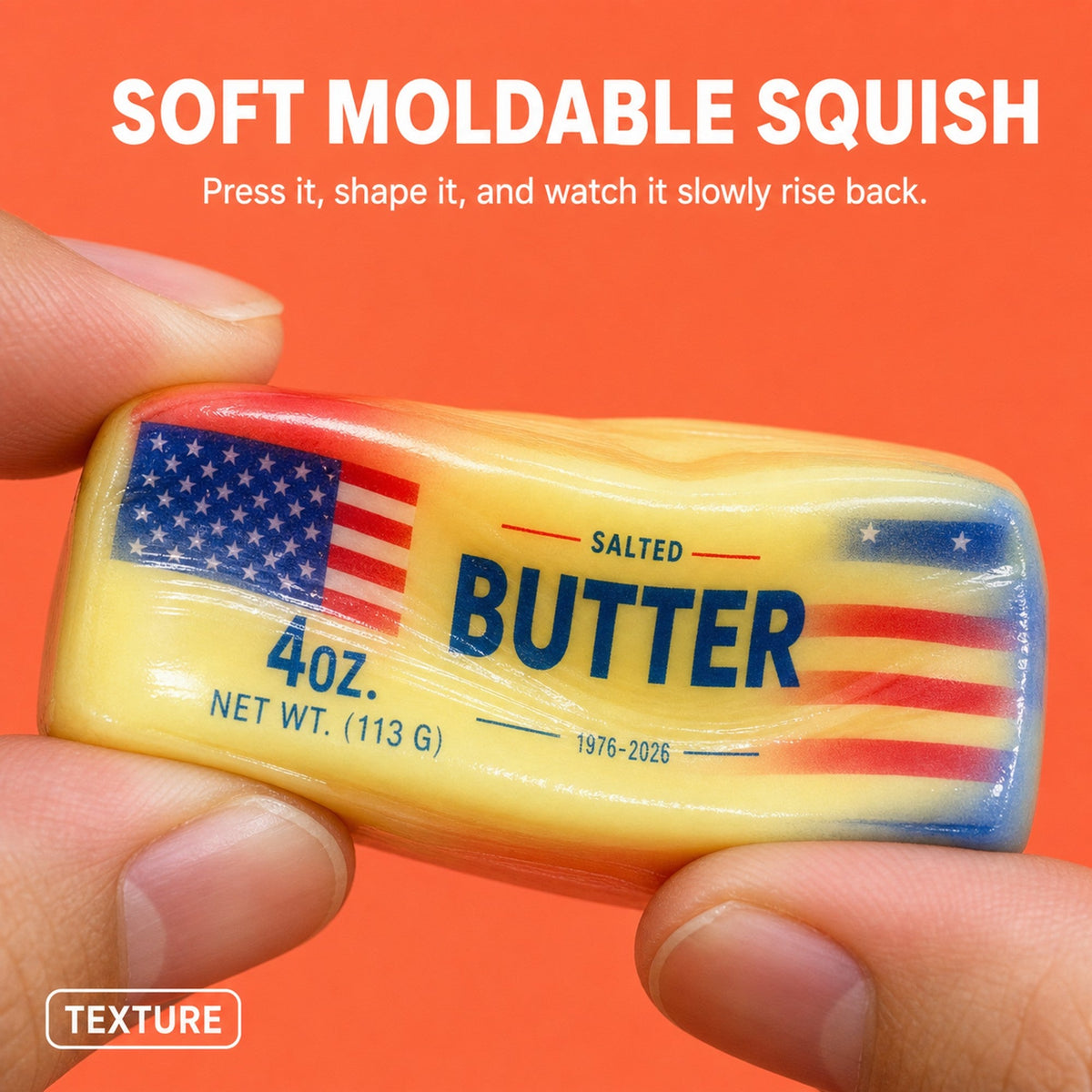 Butter Squishy – soft slow-rising texture shown close-up