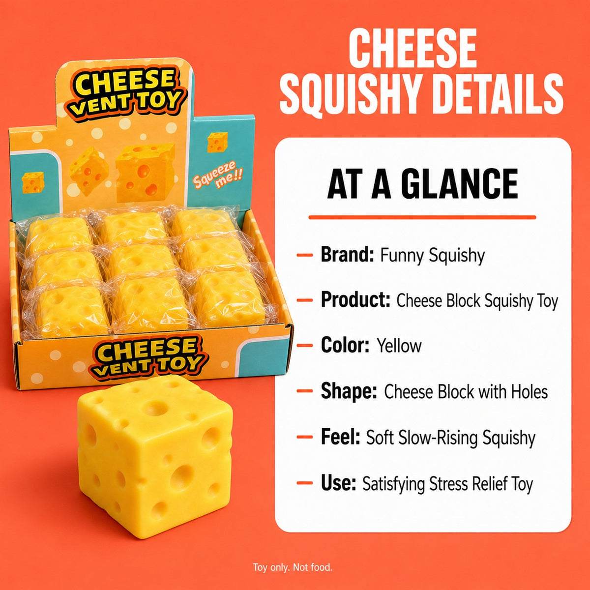 Cheese Squishy Block – size and material specifications