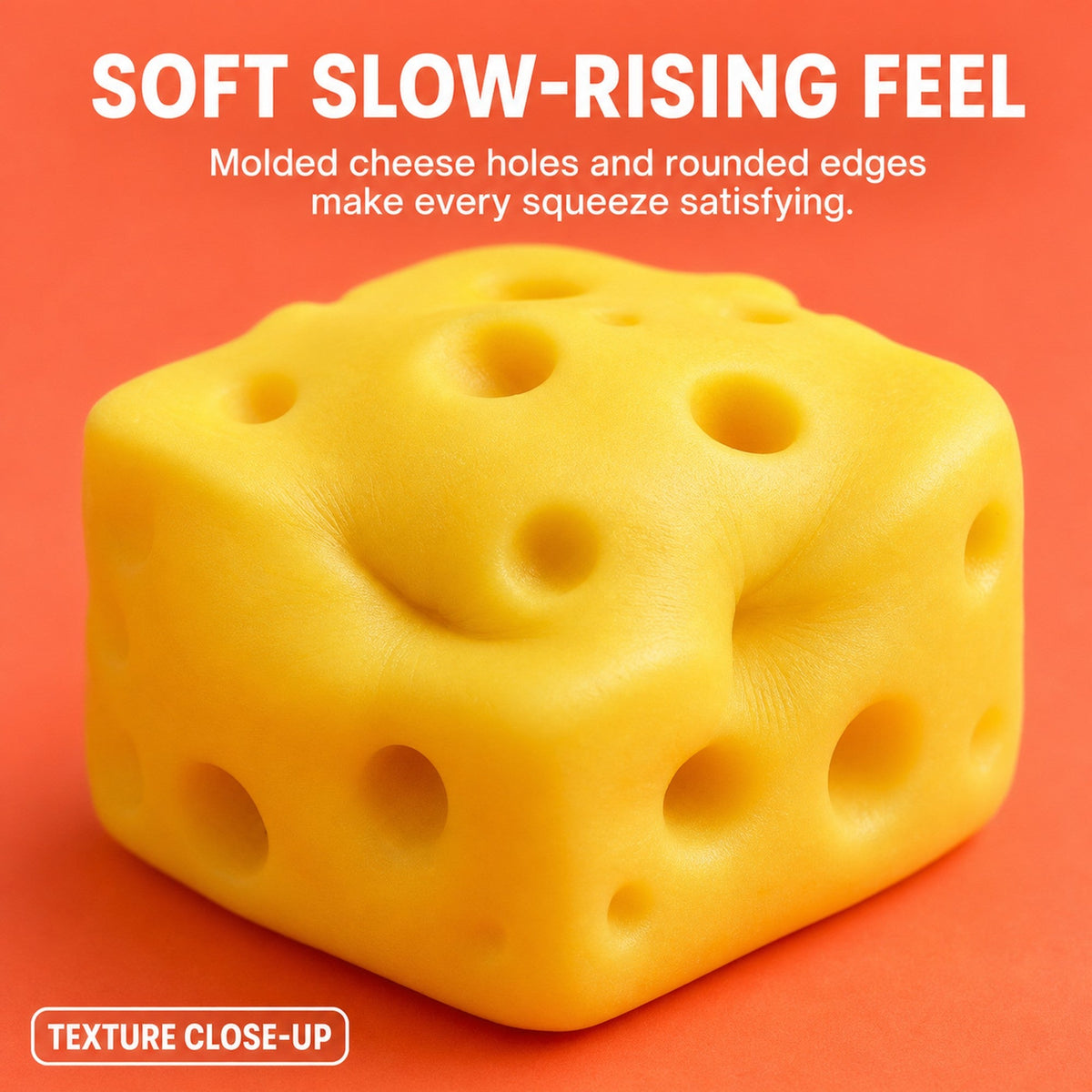 Cheese Squishy Block – soft slow-rising texture shown close-up