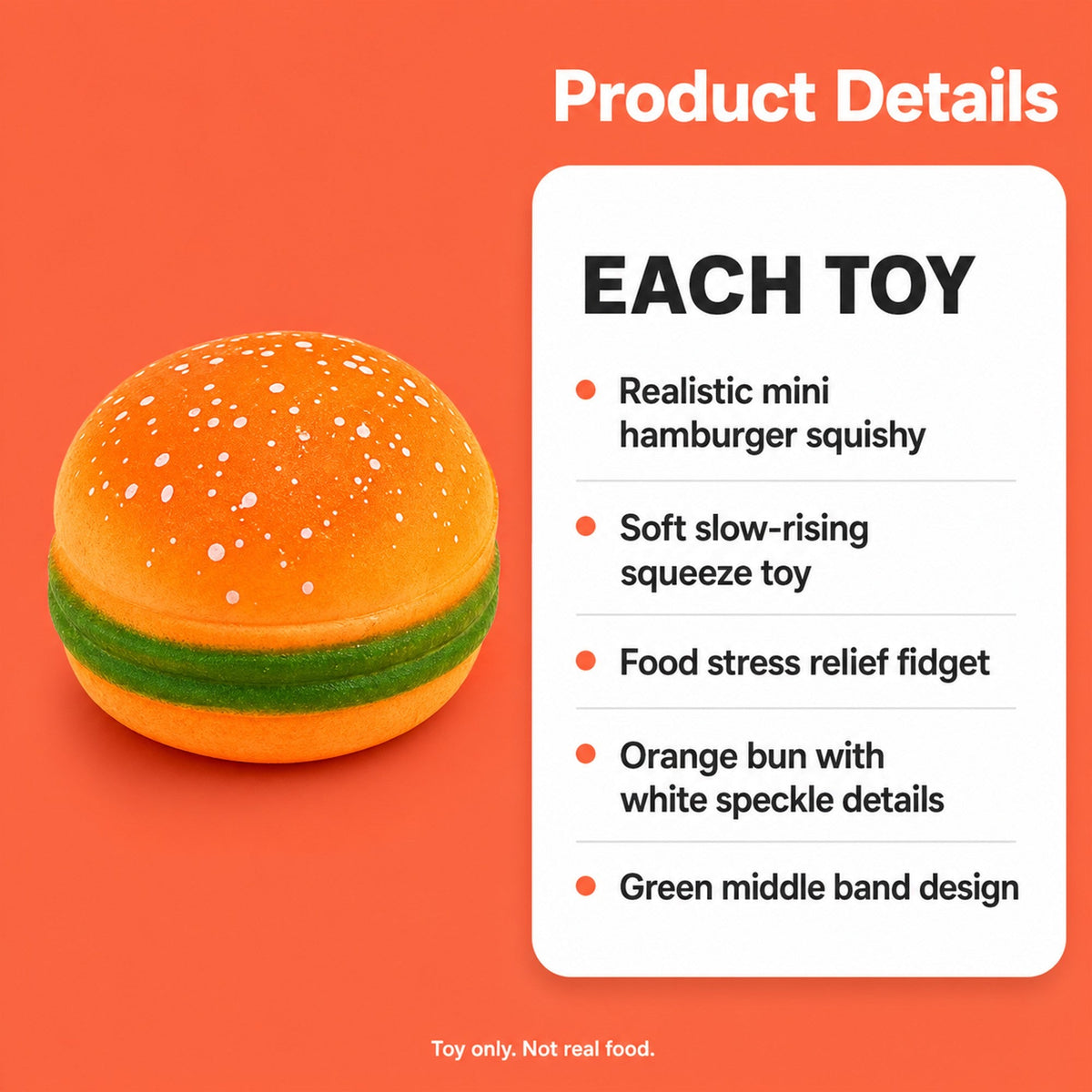 Burger Squishy – size and material specifications
