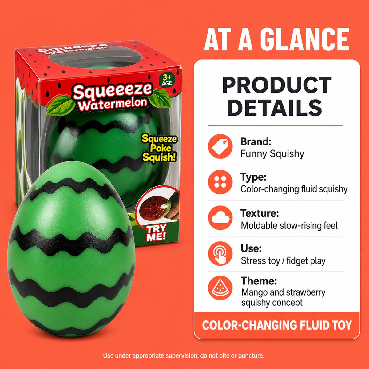 Watermelon Squishy – size and material specifications