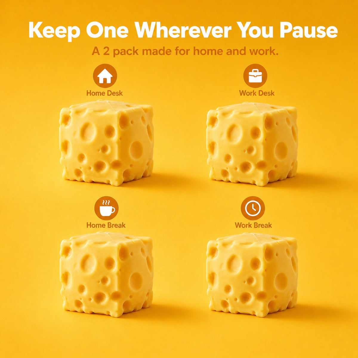 2 Pack Cheese Squishy, One for Home, One lifestyle