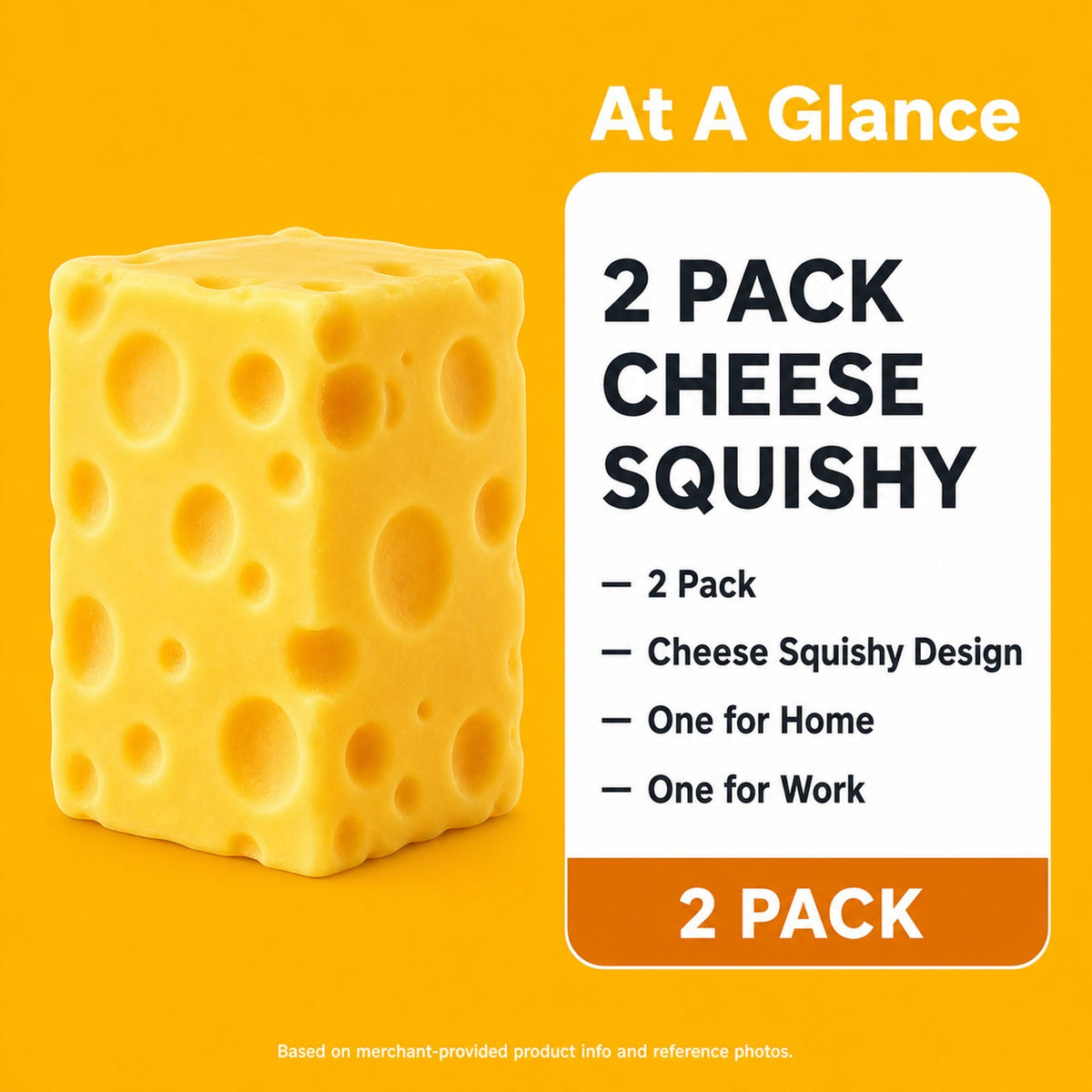 2 Pack Cheese Squishy, One for Home, One spec