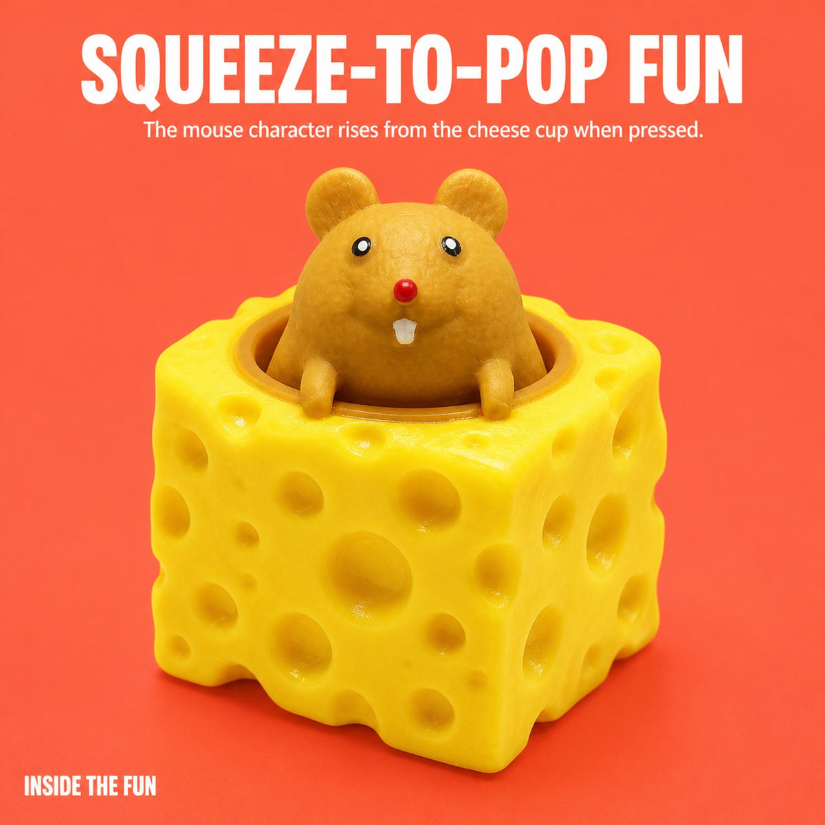 Cheese Mouse Cup Squishy – soft slow-rising texture shown close-up