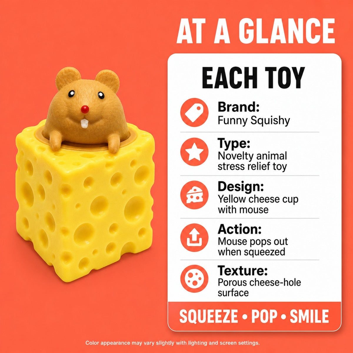 Cheese Mouse Cup Squishy – size and material specifications