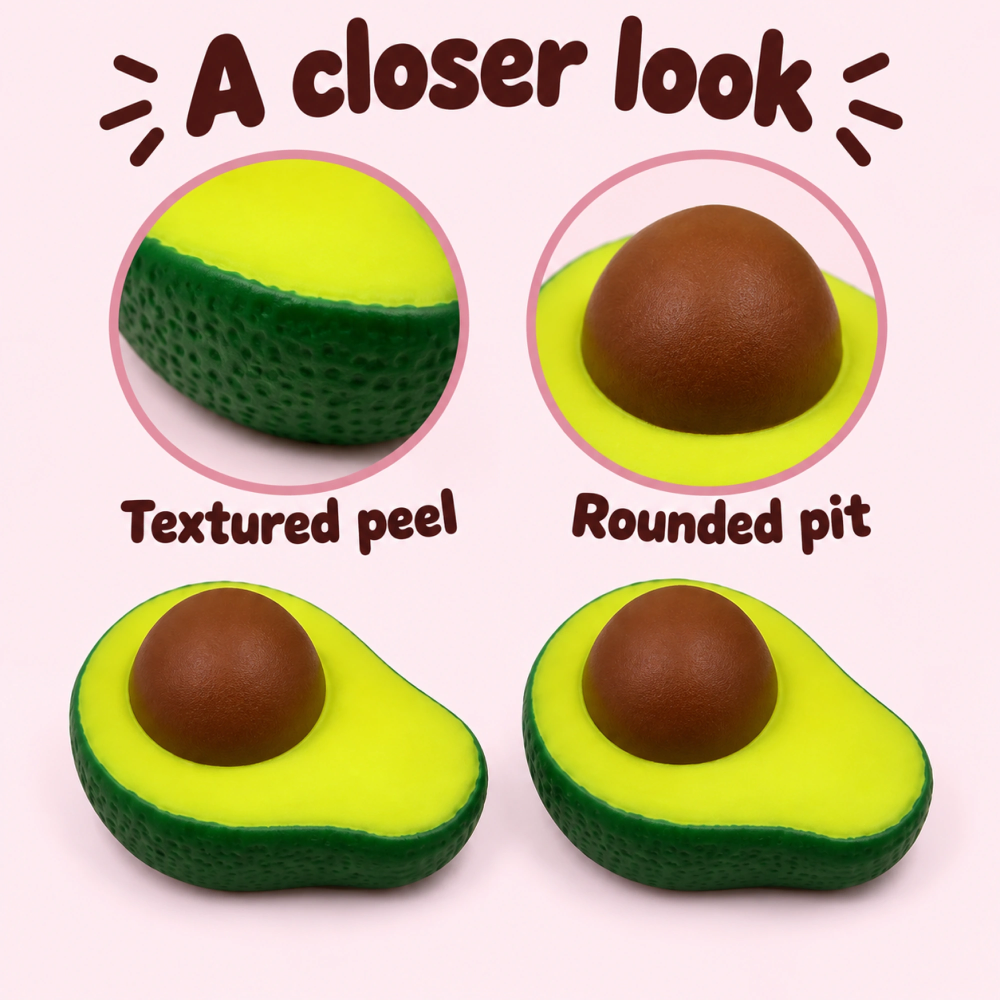 12 Pack Avocado Squishy Mochi Stress Balls Party Favors — details