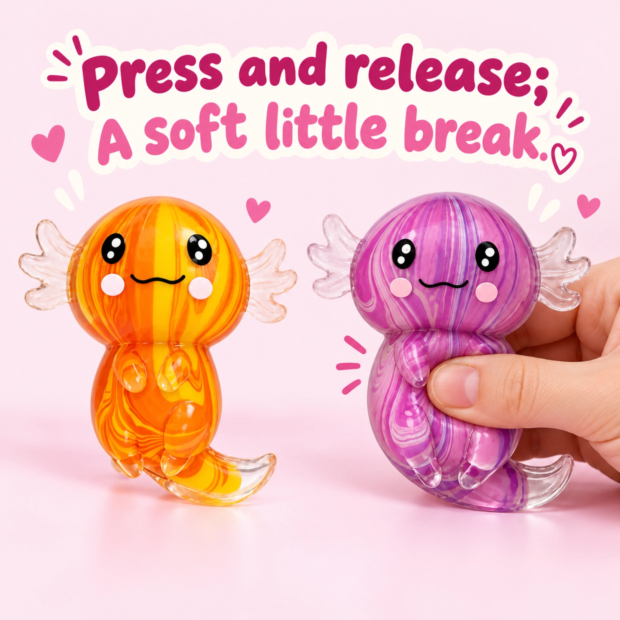 2 Pack Axolotl Squishy, Soft Slow-Rising Duo — inside